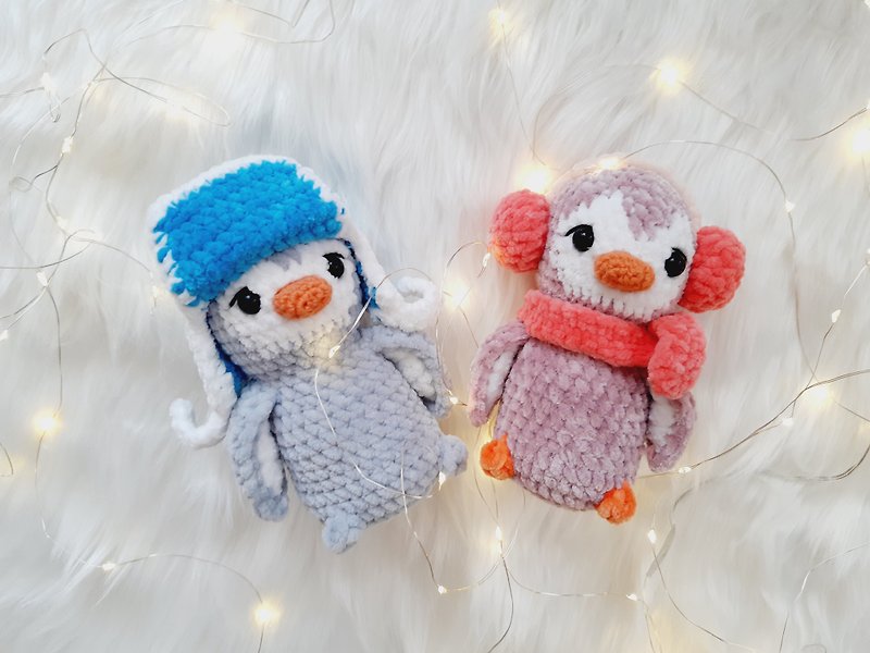 かぎ針編みのペンギンのぬいぐるみ, かぎ針編みの動物, ペンギンのかぎ針編みのおもちゃ, あみぐるみかぎ針編み - 知育玩具・ぬいぐるみ - その他の素材 ブルー