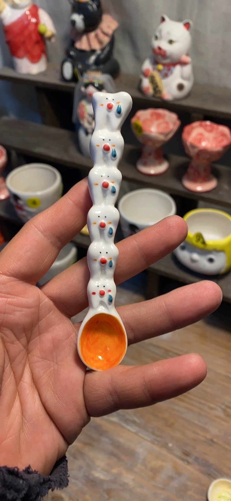 Adorable Handcrafted Ceramic Spoons with High-Temperature Underglaze Decoration - Mugs - Pottery Pink