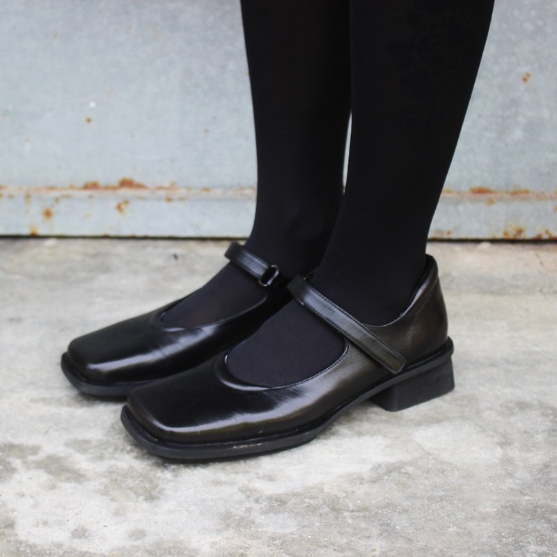 Made in Italy VIOLA RICCI Black Mary Jane Shoes (24~24.5cm) - รองเท้าหนังผู้หญิง - หนังแท้ สีดำ