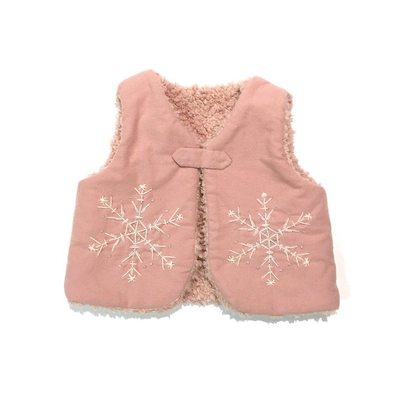 雪のベスト　スモークピンク - 男/女童裝 - 棉．麻 粉紅色