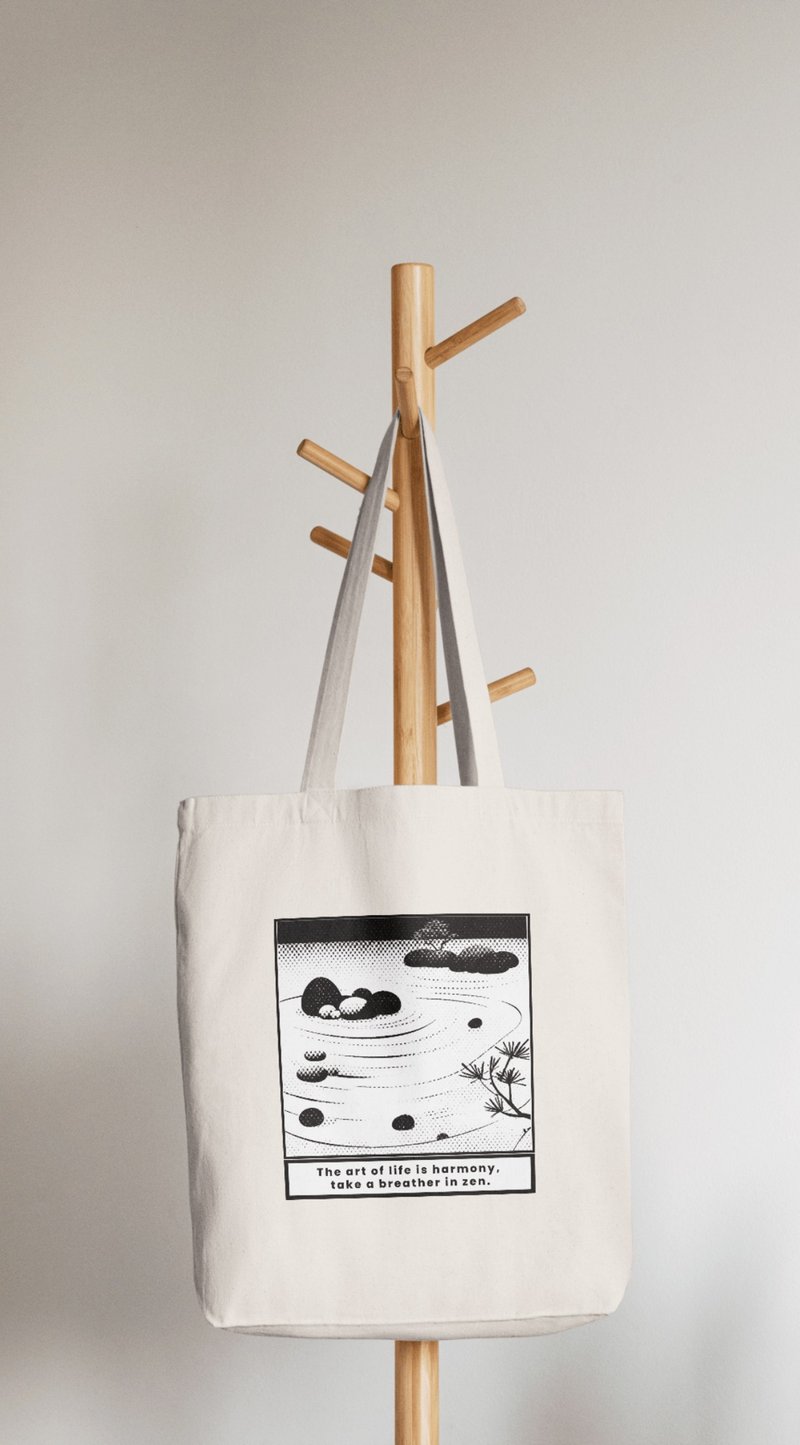 Original Design - Mountain Landscape Series Tote Bag - กระเป๋าถือ - ผ้าฝ้าย/ผ้าลินิน ขาว