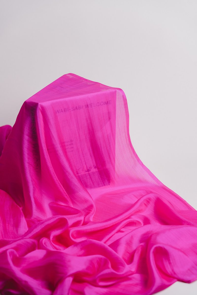 100% Mulberry Silk Scarf – Hand Dyed, Lightweight, Hot Pink - 絲巾 - 絲．絹 粉紅色
