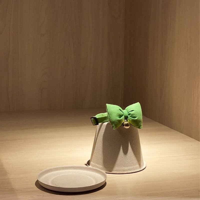 簡約手工定制貓項圈 Clay Green Bow Breakaway Cat Collar - 項圈/牽繩 - 棉．麻 綠色