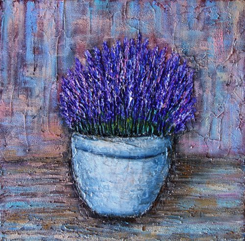 ラベンダーの花絵画油花オリジナルアート油畫原作アートワークキャンバスアート