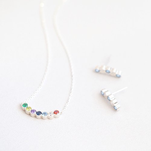 cloud-jewelry Candy color set 虹のアーチ ネックレス ピアス セット シルバー925