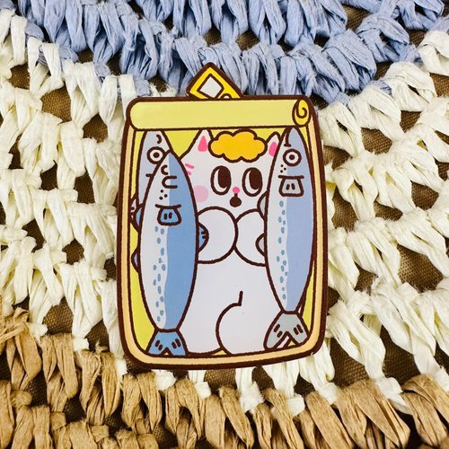 Yogurt Studio Ltd. Kingnekosan 壓克力造型別針 Kiyo 沙丁魚罐