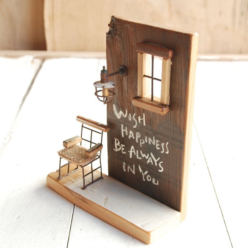 Micro pocket scene table birthday decoration / Valentine's Day. Birthday old wooden wind i-1 - Items for Display - Wood Blue