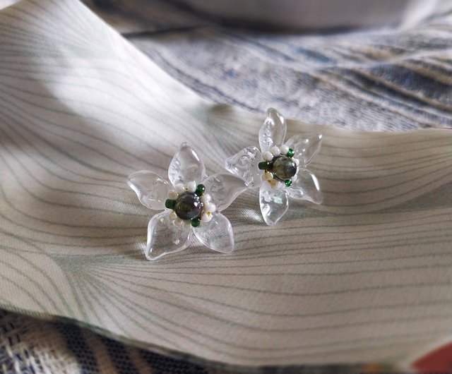 After the Rain - Flower Rain Series Transparent Earrings - Shop