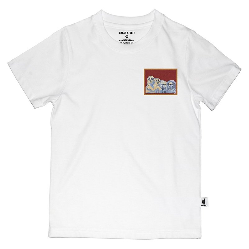 British Fashion Brand -Baker Street-Little Stamp:Mount Rushmore T-shirt for Kids - Tops & T-Shirts - Cotton & Hemp White