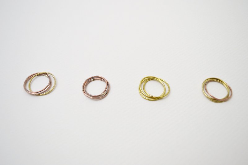 Triple Copper.Brass.Thin Rings - แหวนทั่วไป - ทองแดงทองเหลือง หลากหลายสี