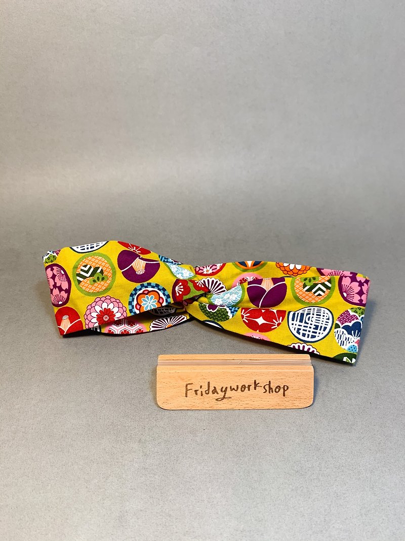 Japanese sticky candy cross elastic headband - Headbands - Cotton & Hemp Yellow