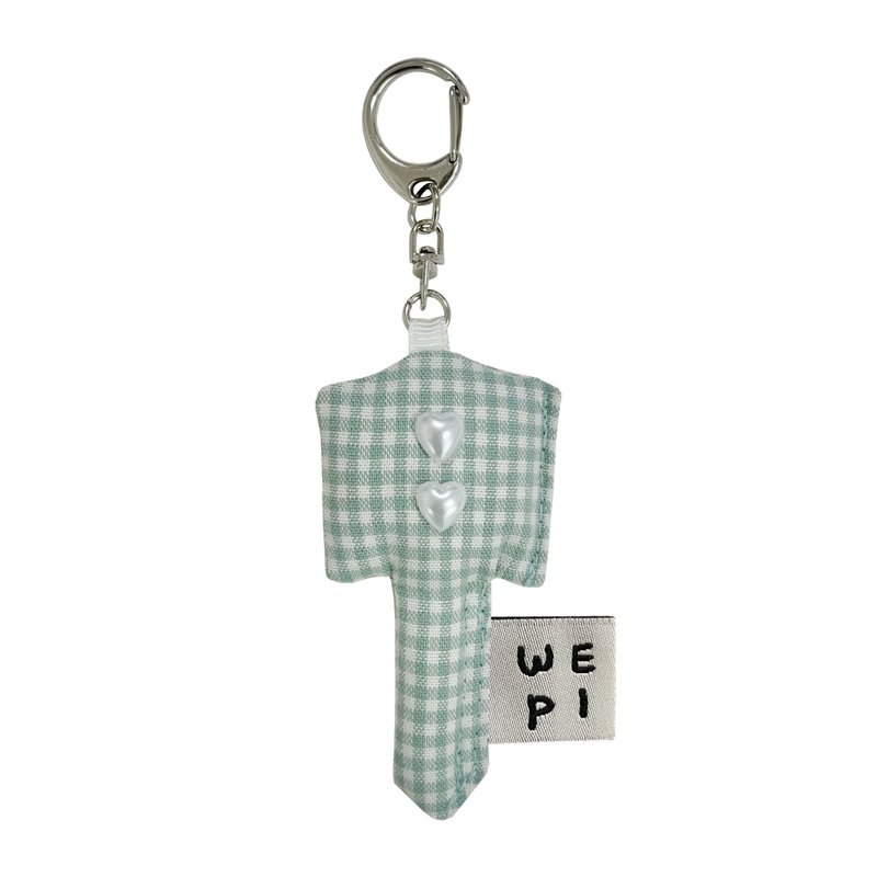 Flufy key - green / handmade mini keychain doll present charm miniature - 鑰匙圈/鑰匙包 - 其他材質 綠色