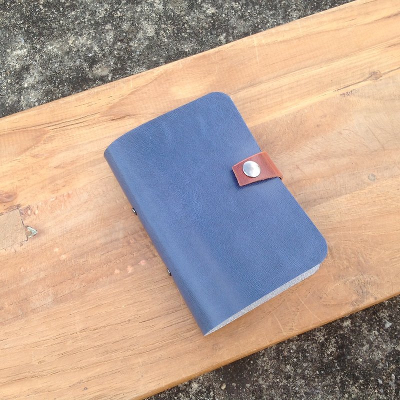 カードホルダーカードホルダー名刺ホルダー複数ページの手縫い革の透明なプラスチックカードセット-ブルー - カード・はがき - 革 ブルー