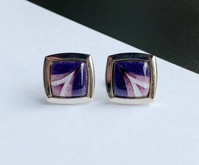 コメット 【アメジスト Amethyst】七宝焼のカフスボタン カフリンクス