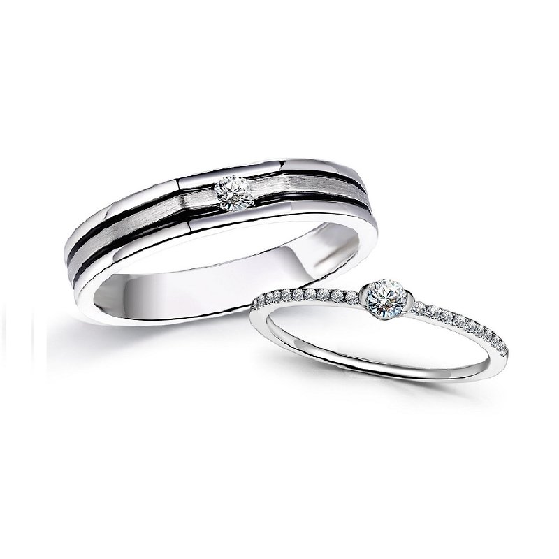ブリリアントハピネス ダイヤモンドホワイトスチール ペアリング プロポーズリング 結婚指輪 ペアリング - ペアリング - ダイヤモンド シルバー
