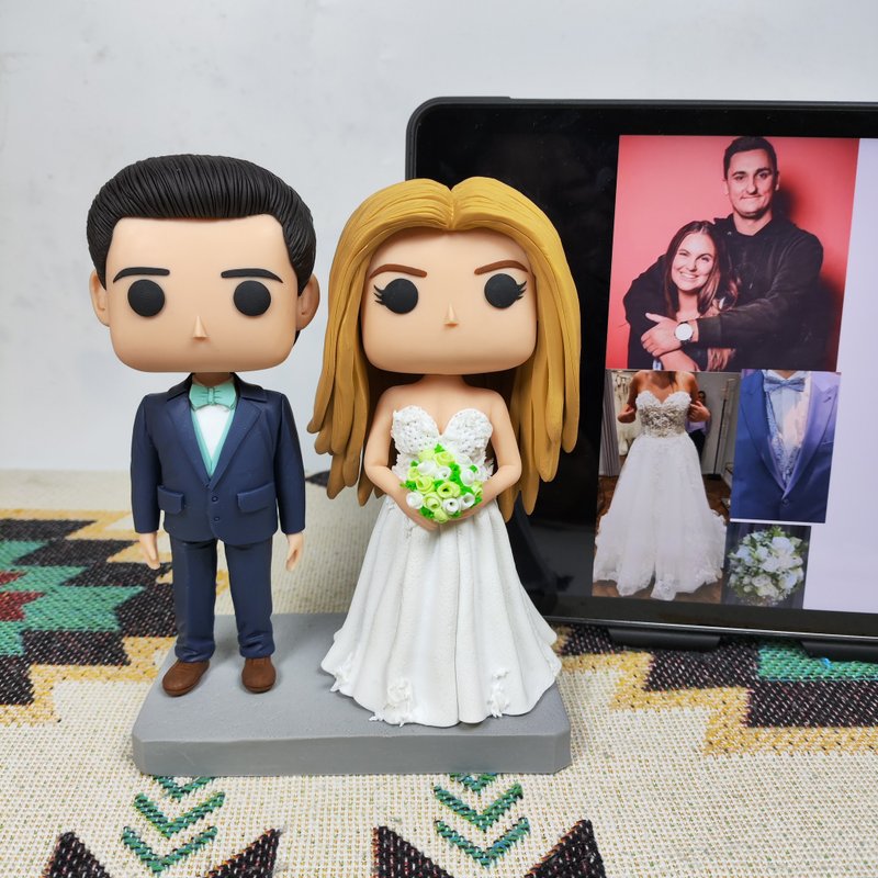 客製化3D人像公仔 訂製手工Funko Pop情侶父母夫妻結婚週年禮物 - 公仔/玩偶 - 黏土 多色