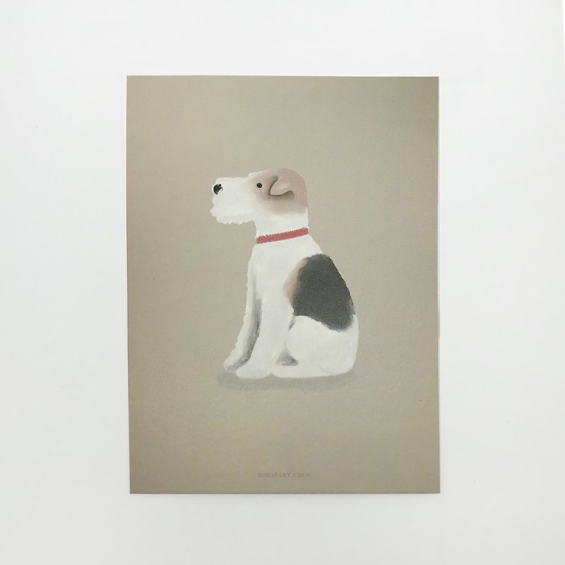Wire fox Terrier Postcard - Watercolor - การ์ด/โปสการ์ด - กระดาษ สีกากี