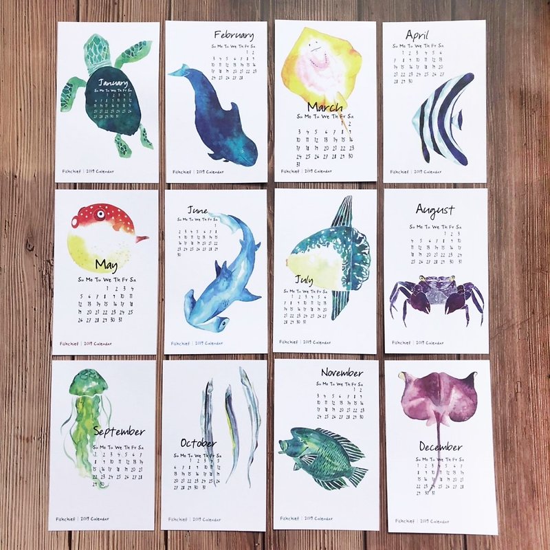 2019 calendar postcard set (set of 12) - Cards & Postcards - Paper 