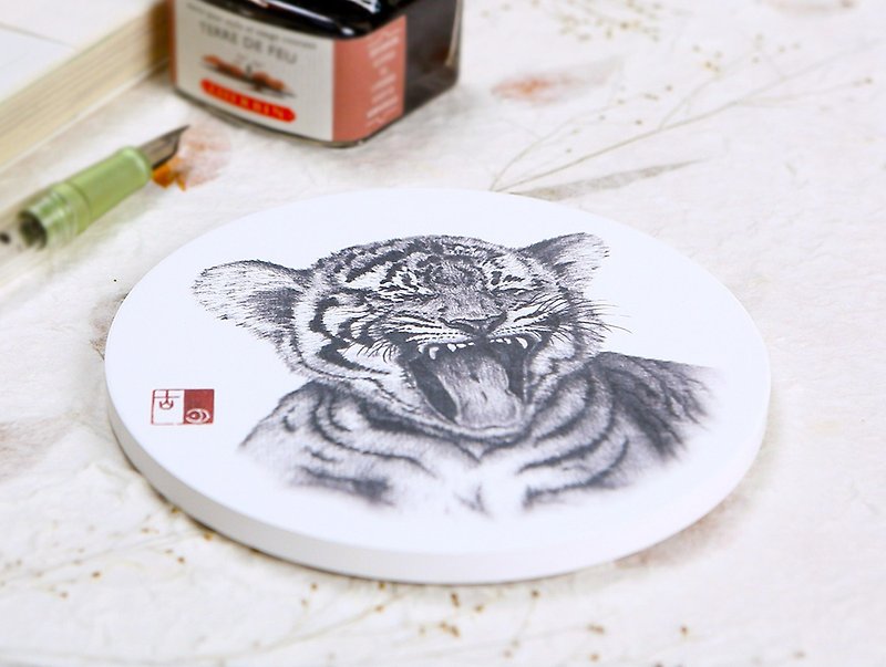 The Palace of the lack of water due to the small tiger coasters - Coasters - Pottery White