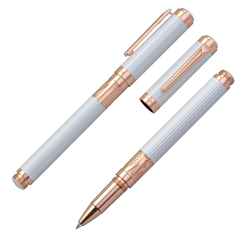 【Chris & Carey】 Toki Time Series (Lettering) / Straight + Plain Pearl Ballpoint Pen TKRP-09 - ไส้ปากกาโรลเลอร์บอล - โลหะ ขาว