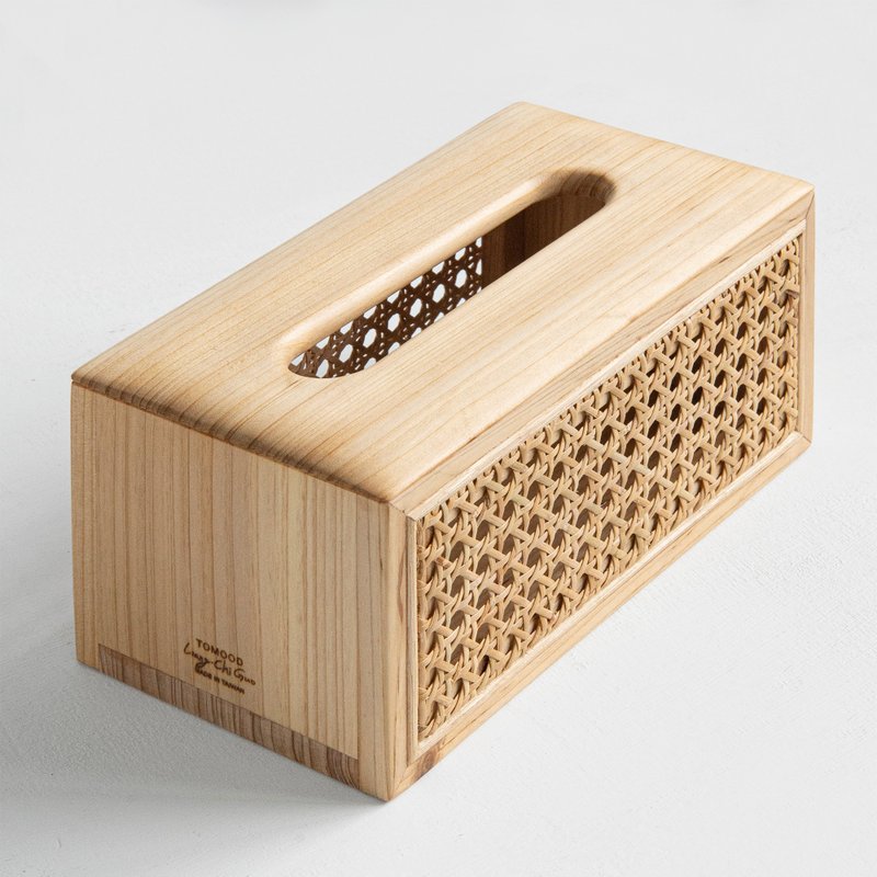 Tomood/ Solid wood double-sided Tissue Box between earth and wood_Fir - กล่องทิชชู่ - ไม้ สีกากี