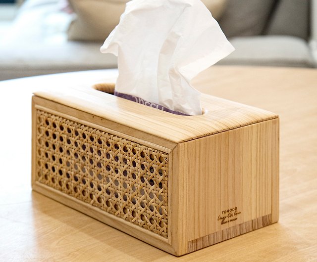 Tomood/ Solid wood double-sided rattan Tissue Box between earth