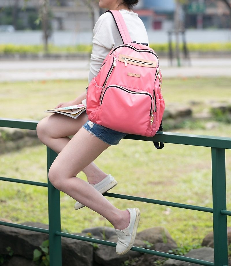 Backpack Travel Diaper Nappy Bag -Pink - กระเป๋าคุณแม่ - ไนลอน สึชมพู