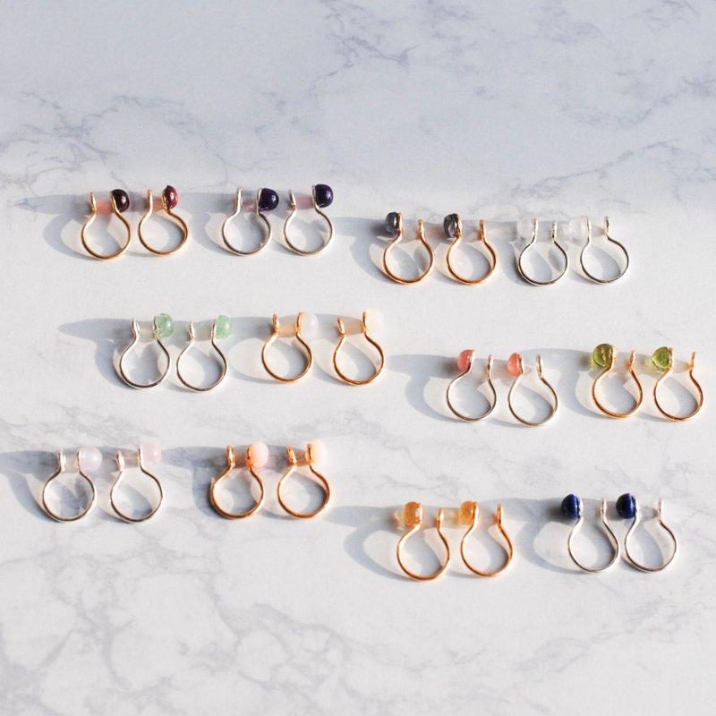 【2026 Lucky Bag】Natural Stone Comfortable Non-Pierced Earrings Birthstone Jewelry Set - ต่างหู - เครื่องประดับพลอย หลากหลายสี