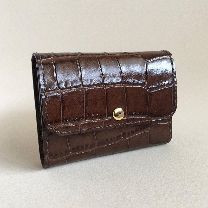 Crocodile effect Simple Leather wallet-brown - Wallets - Genuine Leather Brown