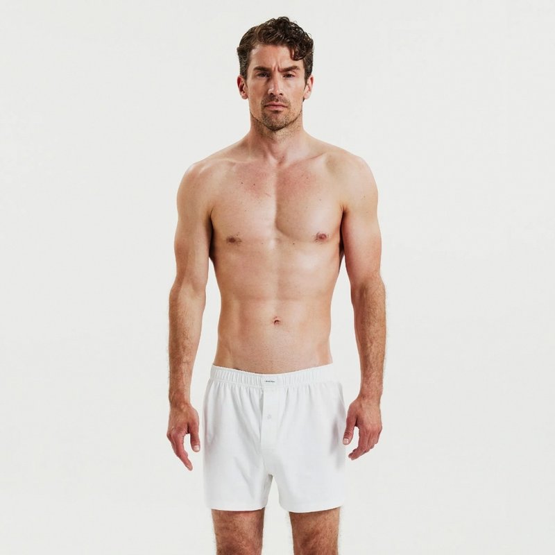 Bread & Boxers 兩件組 Jersey Boxer 柔彈平口內褲 - 白 - 男內衣褲 - 棉．麻 白色