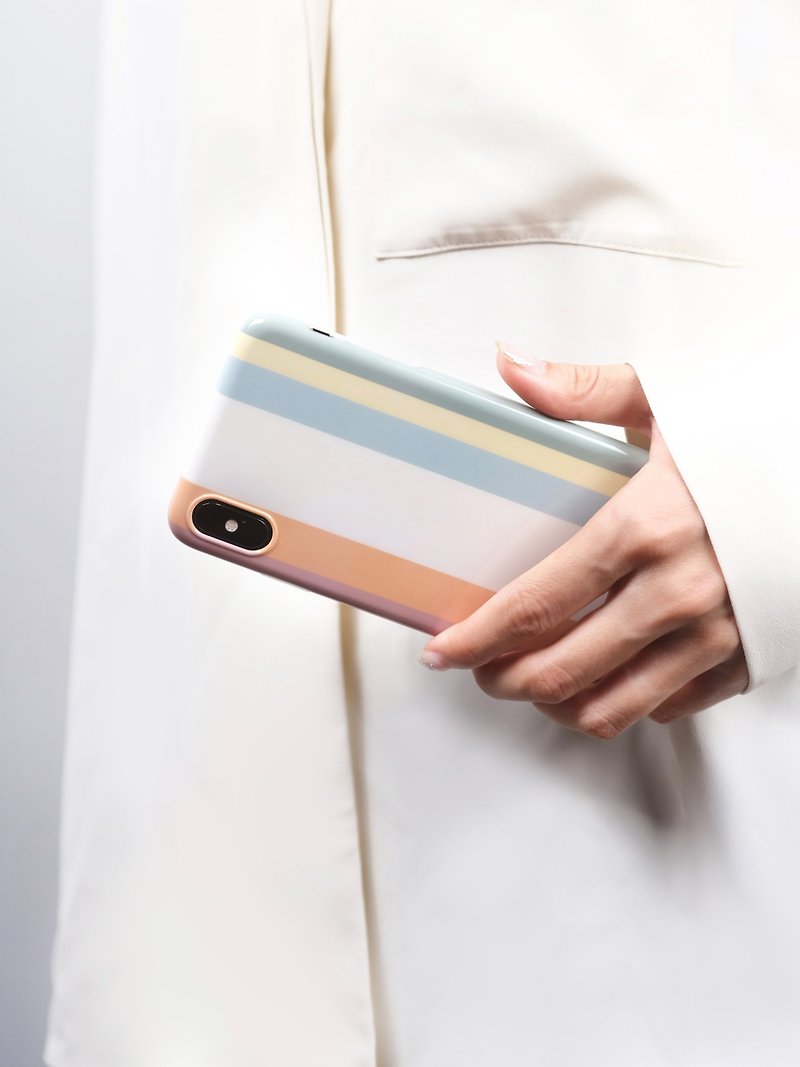 Cream Striped Morandi iPhone Case All-Inclusive Glossy Soft Shell - เคส/ซองมือถือ - พลาสติก หลากหลายสี