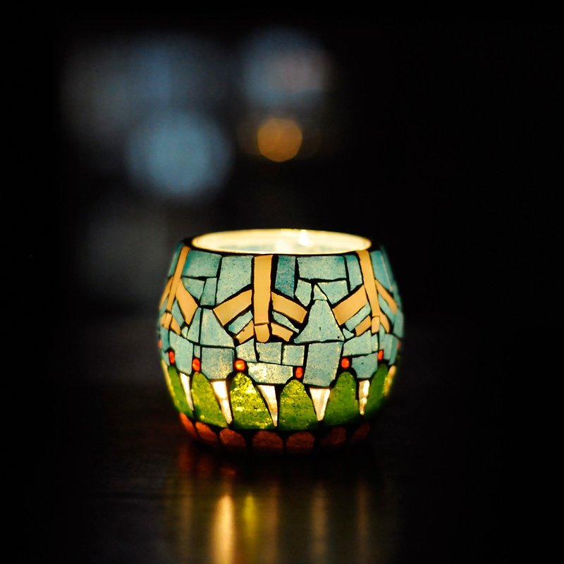 【Christmas Gift Box】Snowflake Cup/Original Design Handmade Stained Glass Mosaic Candle Holder Christmas Gift - เทียน/เชิงเทียน - แก้ว 