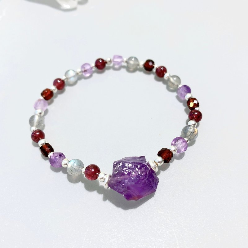 Ops Amethyst Garnet bracelet-紫水晶/純銀/石榴石/海底輪/拉長 - 手鍊/手環 - 寶石 多色