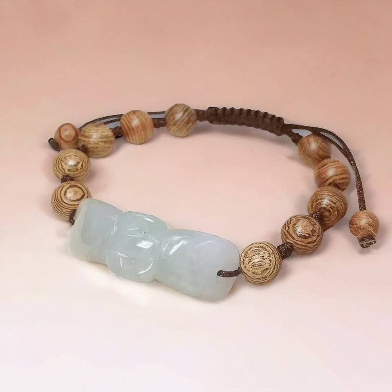 冰種翡翠蝴蝶結編織手鍊 | 天然緬甸玉A貨翡翠 | 送禮 - 手鍊/手環 - 玉石 透明