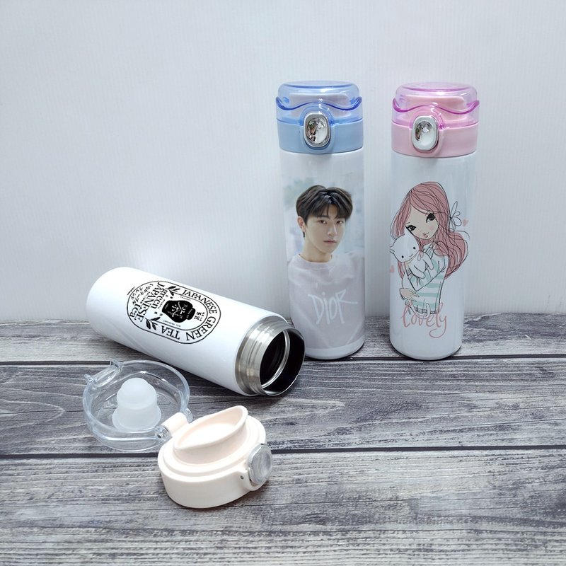 客製化 304不銹鋼 彈蓋保溫瓶 480ml 保溫杯 訂做 戶外運動水壺 - 保溫瓶/保溫杯 - 其他材質 