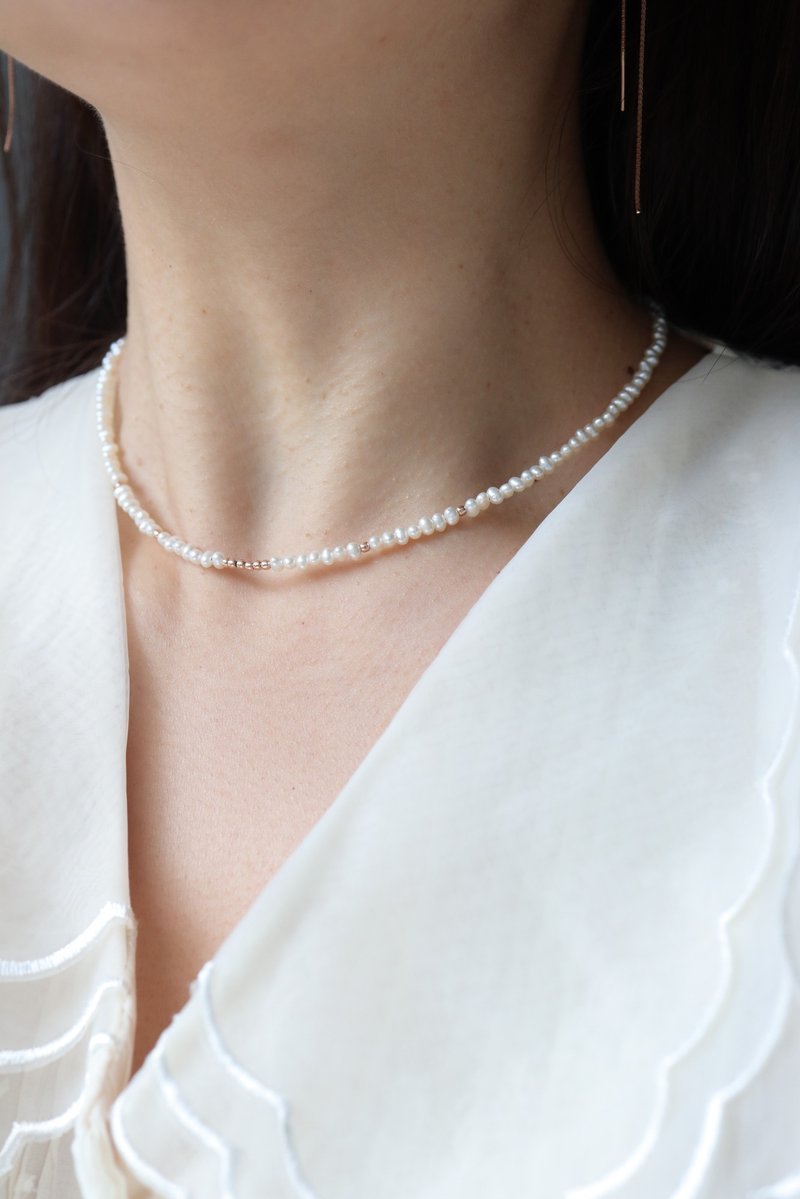 14K Natural Pearl Choker 天然珍珠鎖骨鍊項鍊 - 項鍊 - 貴金屬 金色