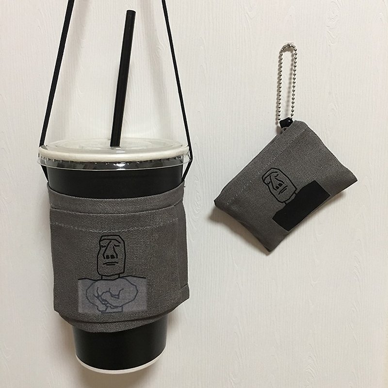 YCCT Beverage  Carrier - Gray ( Man) # Environmentally friendly # Easy carrying # Moai - Beverage Holders & Bags - Cotton & Hemp Gray