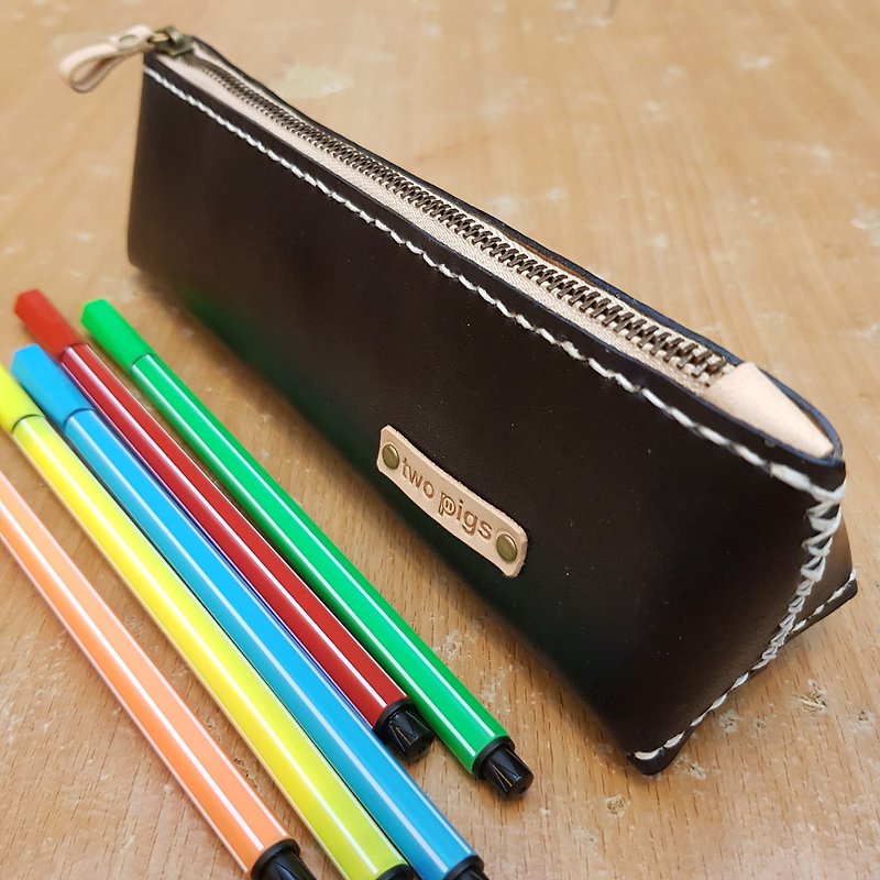 筆袋/鉛筆盒_純牛皮_素面_客製顏色 - 鉛筆盒/筆袋 - 真皮 多色