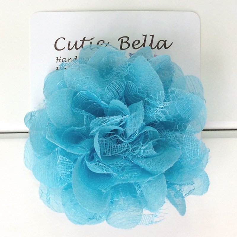 Cutie Bella Handmade Hair Accessories Full Covered Cloth Lace Camellia Lace Camellia Hairpin-Sky - Hair Accessories - Polyester 
