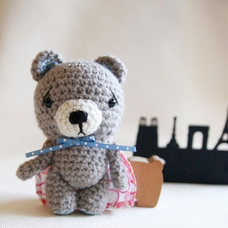 Amigurumi crochet doll: Little bear, Gray bear, superman bear - Stuffed Dolls & Figurines - Polyester Gray