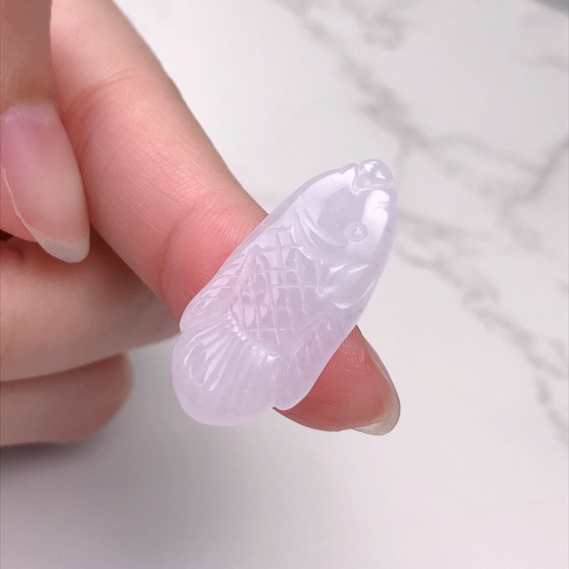冰種翡翠魚 | 天然緬甸A貨翡翠 | 送禮 - 吊飾/掛飾 - 玉石 透明