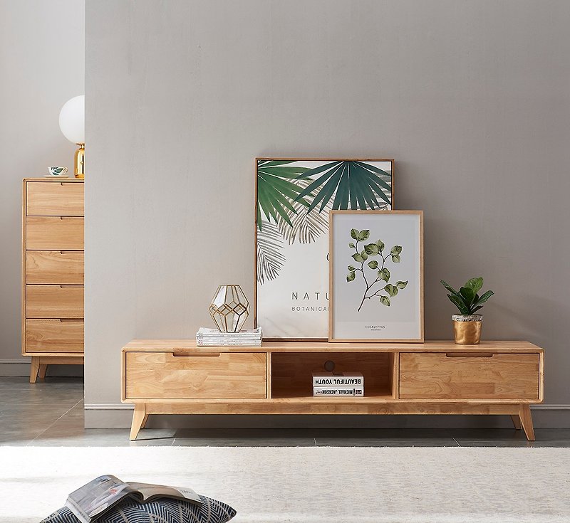 Wesgreen Nordic modern Japanese solid wood furniture TV cabinet 1.8 meters - เฟอร์นิเจอร์อื่น ๆ - ไม้ สีนำ้ตาล