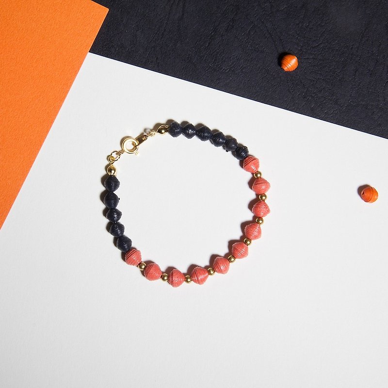 Orange black bead bracelet - Bracelets - Paper Black