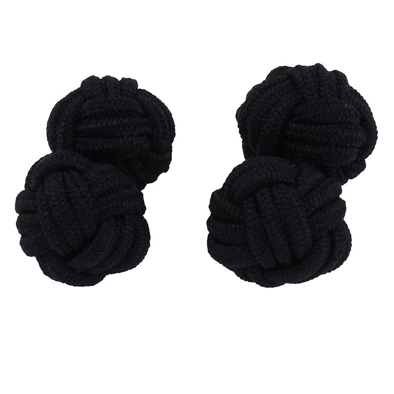 Black Silk Knot Cufflinks - กระดุมข้อมือ - เส้นใยสังเคราะห์ สีดำ