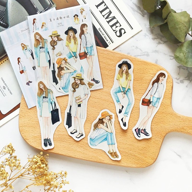 [Summer Fresh Girl] 5 sets of stickers - Stickers - Paper Blue