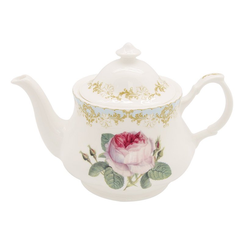 UK RK | Vintage Roses Classical Rose Garden Sky Powder Blue 1000ml Flower Teapot - Teapots & Teacups - Porcelain Multicolor