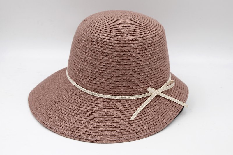 【ペーパーホーム】ヘップバーンハット（グレーパープル）紙糸織り - 帽子 - 紙 ピンク