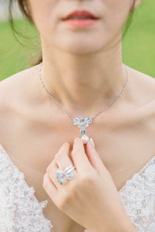 MISIS Jewels Taiwan 藍色珐瑯 鳶尾花系列 項鍊