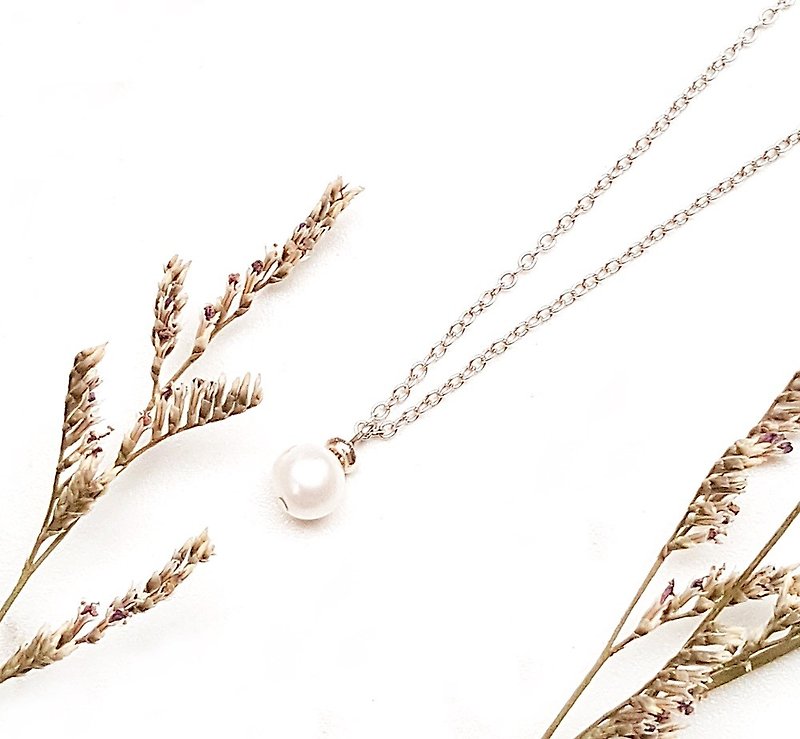 <Favorite Series-Collection> Freshwater Pearl 925 Sterling Silver Clavicle Chain Customized Tanabata Birthday Gift - Collar Necklaces - Pearl White
