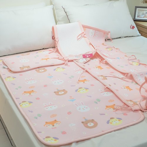 annahome棉床本舖 3D透氣嬰兒床寢組 粉色甜甜 蜂巢式結構 台灣製【超取限一組】